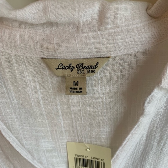 Lucky Brand White Cotton Button Up NWT Sz M - Picture 3 of 4